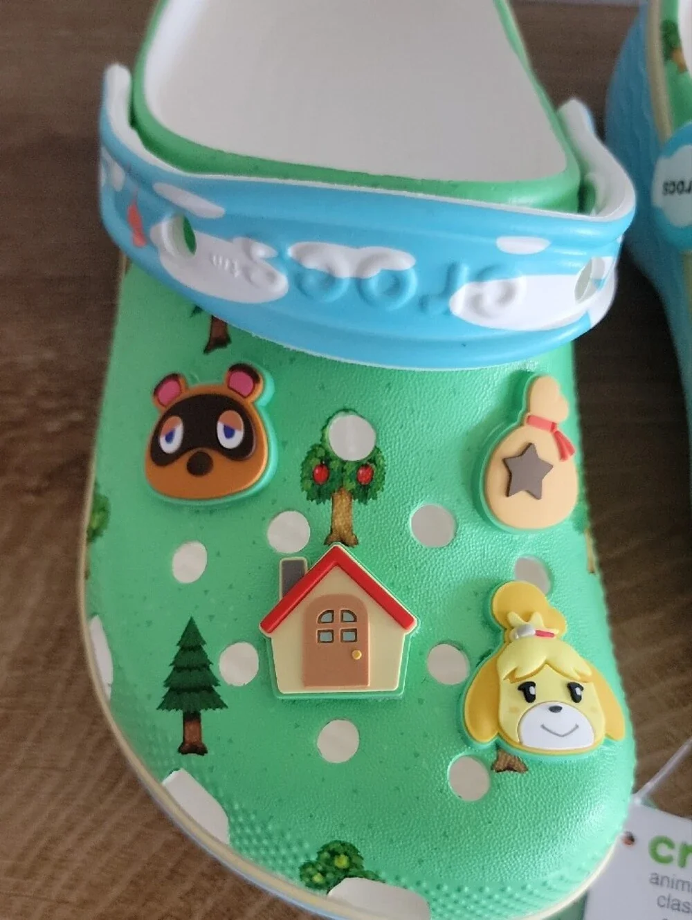 CROCS Kids Green Animal Crossing Clog Sandals with Blue Strap